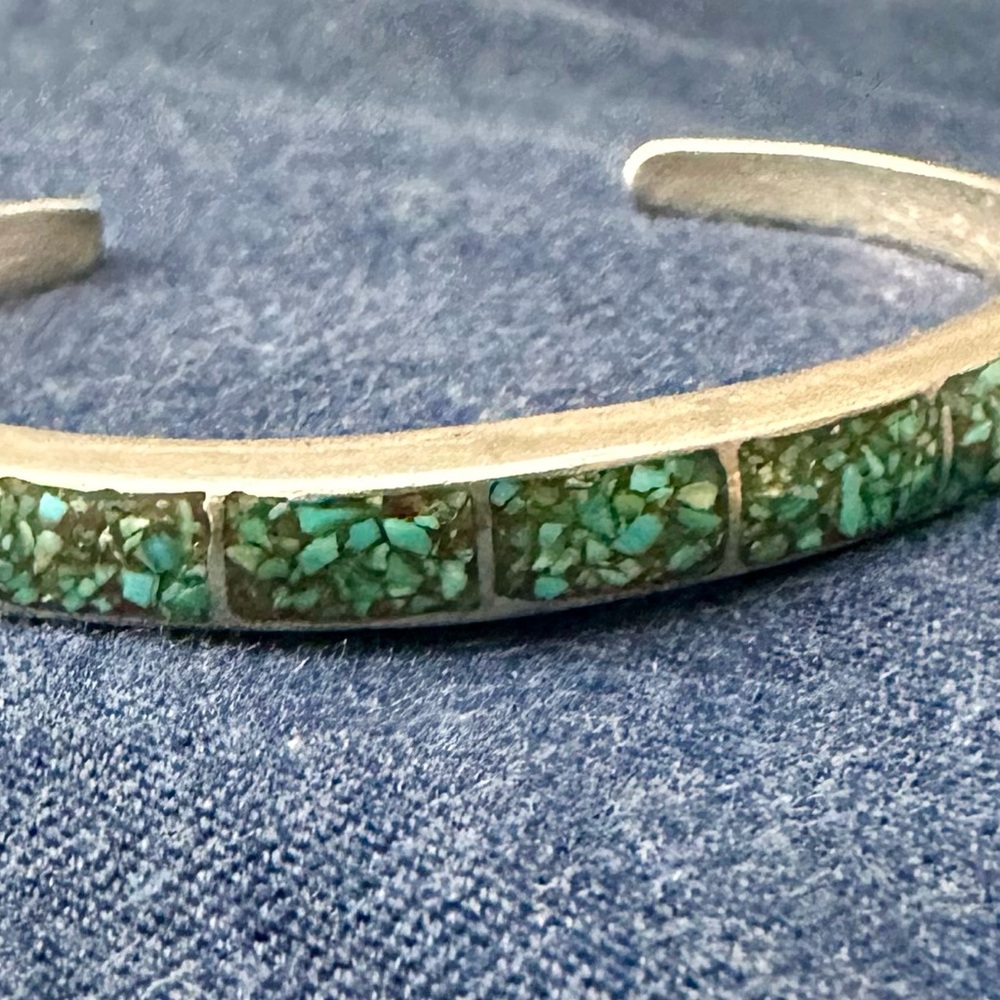 Chic Silver and Turquoise Mosaic Bracelet